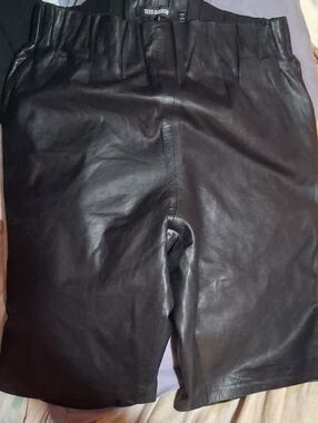 High-Waist Black Faux Leather Women’s Shorts